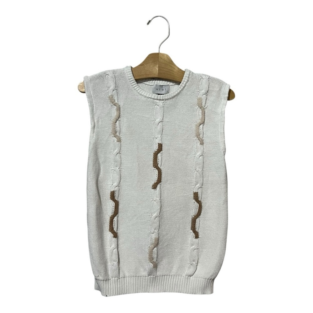 Klai Boys Sweater Vest Size 8 Neutral Preppy Cable Knit Pullover Knit Formal